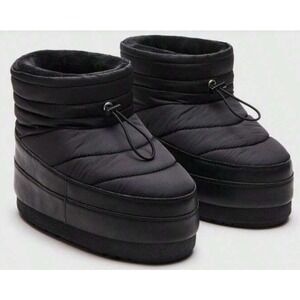 Steve Madden Women Black Puffer Platform Cozy Winter Warm Snow Booties Size 5/6